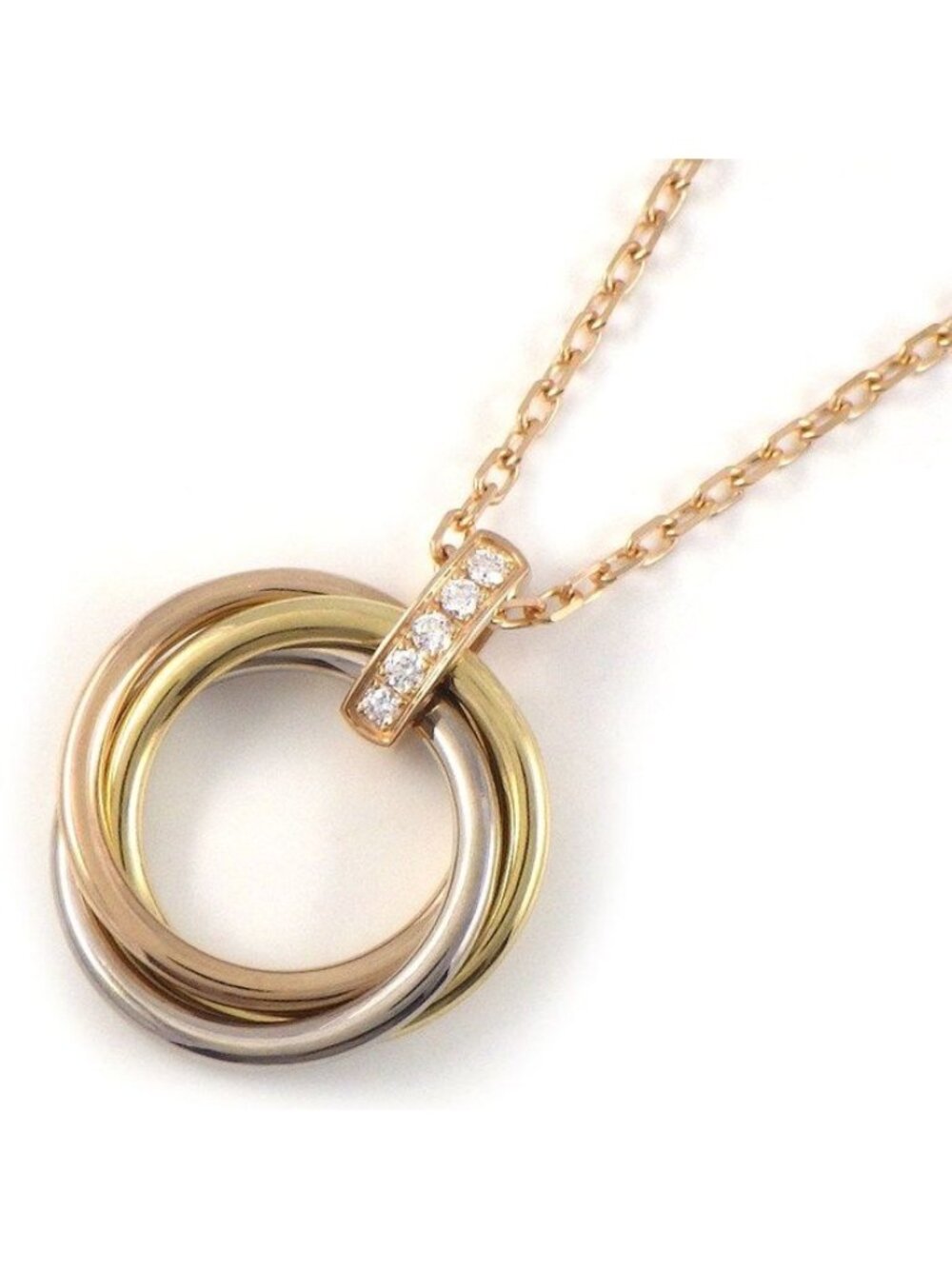 Cartier Necklace Trinity Diamond 18K Pink Gold 18K White Yellow